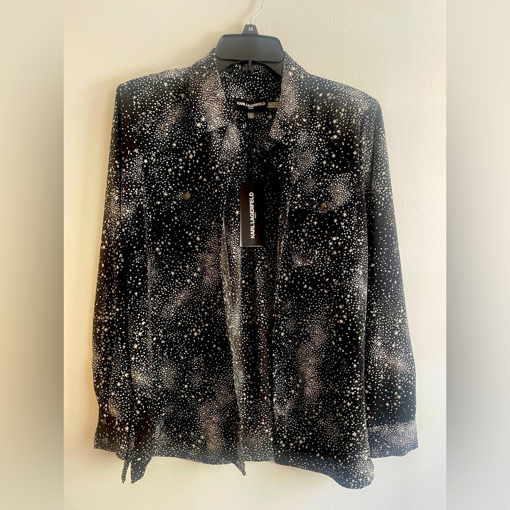 Karl Lagerfield long sleeve shirt with thin shoulder padding size S